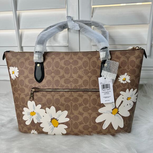 New Women’s Coach Gallery Tote Bag In Signature Canvas With Floral Print - Picture 4 of 12